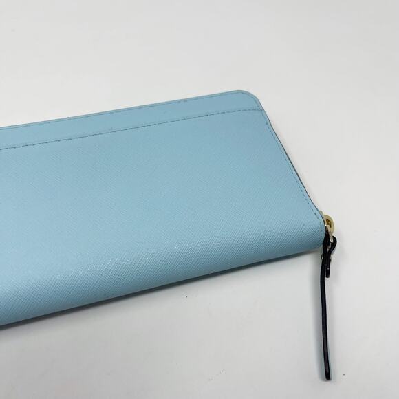 Kate Spade Grace Blue Newbury Lane Neda Wallet Leather Zip Around Gold Hardware - Picture 7 of 14